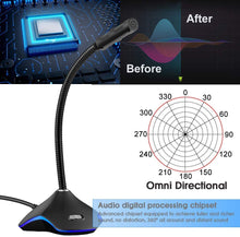 Load image into Gallery viewer, XIAOKOA PC Mikrofon USB Microphone Plug and Play ,Computer Mikrofon für Windows 7/8/10 und Desktop Mikrofon mit LED Licht Gaming Microphone Gelten PS4 und Mac, Discord,YouTube,Skype,Podcast