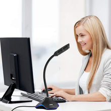 Load image into Gallery viewer, XIAOKOA PC Mikrofon USB Microphone Plug and Play ,Computer Mikrofon für Windows 7/8/10 und Desktop Mikrofon mit LED Licht Gaming Microphone Gelten PS4 und Mac, Discord,YouTube,Skype,Podcast