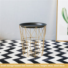 Load image into Gallery viewer, coffee table desk Iron Art Storage Basket Kitchen Bedroom Sundries Snacks Organizer home office metal storage basket revistero