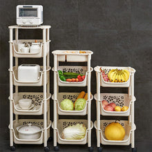 Load image into Gallery viewer, Multifunction Cart 304 Stainless Steel Kitchen Vegetable Fruit Basket Rack Floor Multi Layer Fruits and Vegetables Storage Shelf