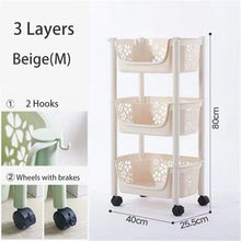 Load image into Gallery viewer, Multifunction Cart 304 Stainless Steel Kitchen Vegetable Fruit Basket Rack Floor Multi Layer Fruits and Vegetables Storage Shelf