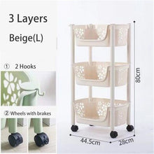 Load image into Gallery viewer, Multifunction Cart 304 Stainless Steel Kitchen Vegetable Fruit Basket Rack Floor Multi Layer Fruits and Vegetables Storage Shelf