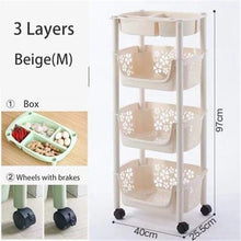 Load image into Gallery viewer, Multifunction Cart 304 Stainless Steel Kitchen Vegetable Fruit Basket Rack Floor Multi Layer Fruits and Vegetables Storage Shelf