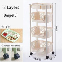 Load image into Gallery viewer, Multifunction Cart 304 Stainless Steel Kitchen Vegetable Fruit Basket Rack Floor Multi Layer Fruits and Vegetables Storage Shelf