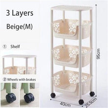 Load image into Gallery viewer, Multifunction Cart 304 Stainless Steel Kitchen Vegetable Fruit Basket Rack Floor Multi Layer Fruits and Vegetables Storage Shelf