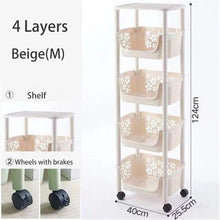Load image into Gallery viewer, Multifunction Cart 304 Stainless Steel Kitchen Vegetable Fruit Basket Rack Floor Multi Layer Fruits and Vegetables Storage Shelf