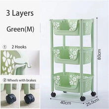 Load image into Gallery viewer, Multifunction Cart 304 Stainless Steel Kitchen Vegetable Fruit Basket Rack Floor Multi Layer Fruits and Vegetables Storage Shelf