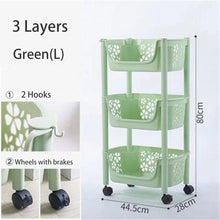 Load image into Gallery viewer, Multifunction Cart 304 Stainless Steel Kitchen Vegetable Fruit Basket Rack Floor Multi Layer Fruits and Vegetables Storage Shelf