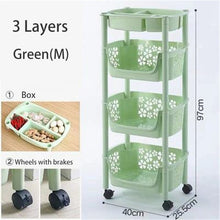 Load image into Gallery viewer, Multifunction Cart 304 Stainless Steel Kitchen Vegetable Fruit Basket Rack Floor Multi Layer Fruits and Vegetables Storage Shelf