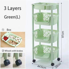 Load image into Gallery viewer, Multifunction Cart 304 Stainless Steel Kitchen Vegetable Fruit Basket Rack Floor Multi Layer Fruits and Vegetables Storage Shelf