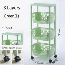 Load image into Gallery viewer, Multifunction Cart 304 Stainless Steel Kitchen Vegetable Fruit Basket Rack Floor Multi Layer Fruits and Vegetables Storage Shelf