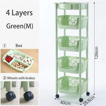 Load image into Gallery viewer, Multifunction Cart 304 Stainless Steel Kitchen Vegetable Fruit Basket Rack Floor Multi Layer Fruits and Vegetables Storage Shelf