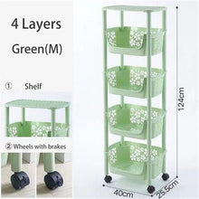 Load image into Gallery viewer, Multifunction Cart 304 Stainless Steel Kitchen Vegetable Fruit Basket Rack Floor Multi Layer Fruits and Vegetables Storage Shelf
