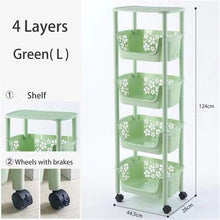 Load image into Gallery viewer, Multifunction Cart 304 Stainless Steel Kitchen Vegetable Fruit Basket Rack Floor Multi Layer Fruits and Vegetables Storage Shelf