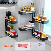 Load image into Gallery viewer, Aluminum Alloy Kitchen Racks Holders Punch-free Rotatable Multi-layer Wall Hanging Seasoning Rack Bathroom Shower Storage Rack