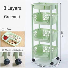 Load image into Gallery viewer, Multifunction Cart 304 Stainless Steel Kitchen Vegetable Fruit Basket Rack Floor Multi Layer Fruits and Vegetables Storage Shelf
